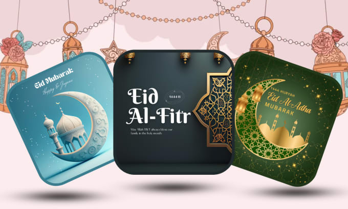 Gig Preview - Design eid mubarak greetings card and ramadan kareem card