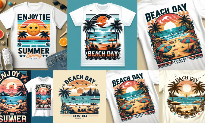 Gig Preview - Do custom vintage summer beach travel tour t shirt design