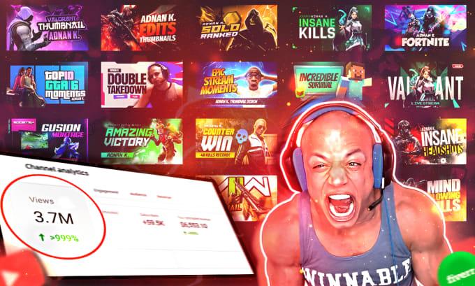 Gig Preview - Design best quality youtube gaming thumbnail