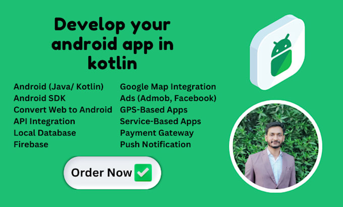 Gig Preview - Develop your android app in kotlin, android app developer, android studio