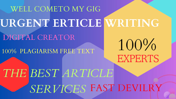 Gig Preview - Urgent article writing,and blog post all niches