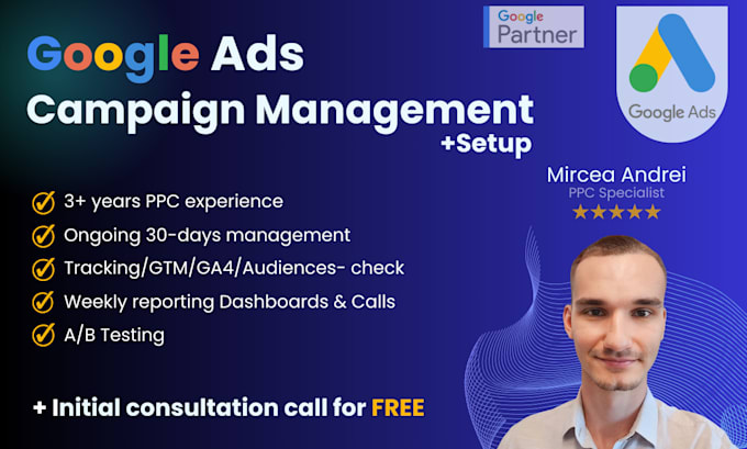 Gig Preview - Manage your google ads adwords PPC campaign and full setup