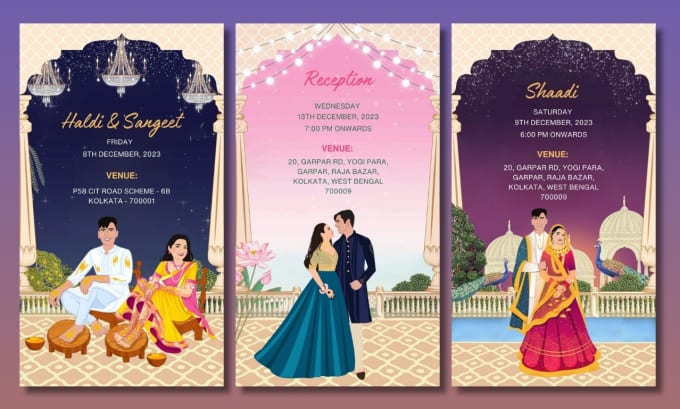 Gig Preview - Design custom theme indian wedding invite and birthday invite ecards