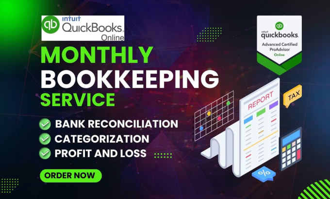 Gig Preview - Do monthly bookkeeping using quickbooks online