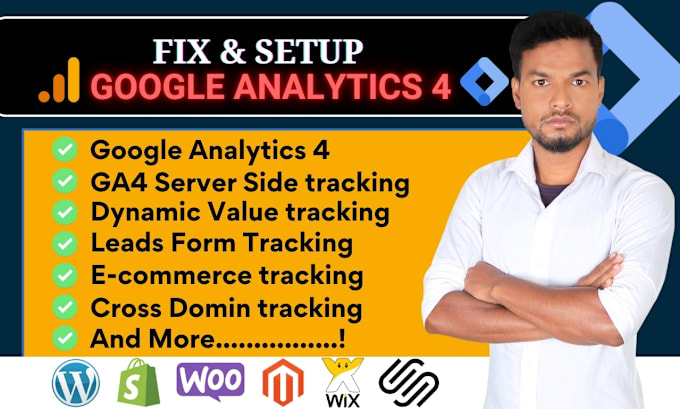 Gig Preview - Setup or fix google analytics 4,ga4 ecommerce tracking,ga4 server side tracking