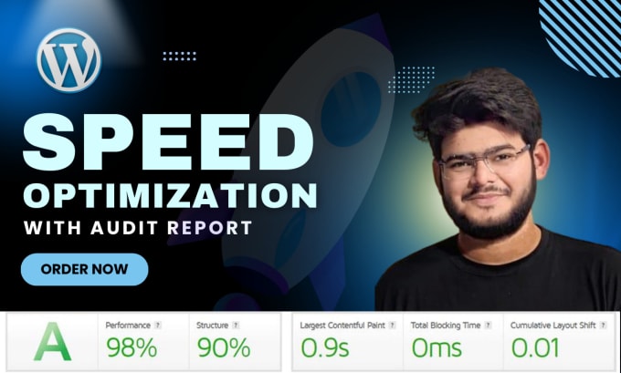 Gig Preview - Do wordpress site speed optimization, speed up website, google pagespeed insight