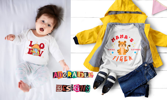 Gig Preview - Create unique baby kids t shirt design toddler onesies