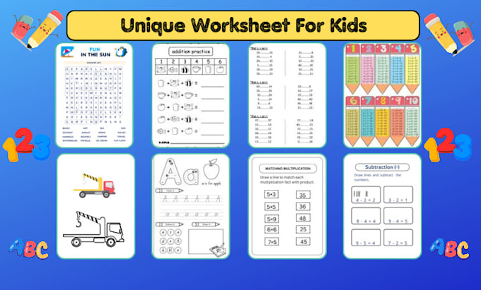 Gig Preview - Design kids math worksheets activity books and pages