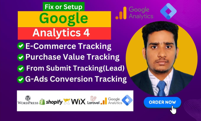 Gig Preview - Fix or setup google analytics 4,ga4 ecommerce tracking, ga4 server side tracking