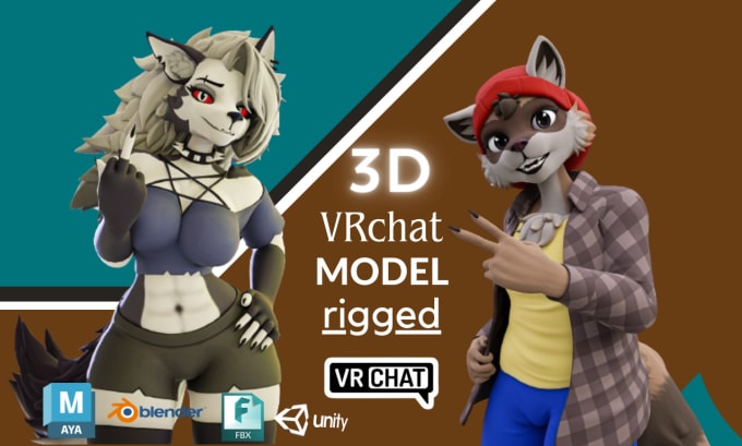 Bestseller - do custom 3d furry vr character avatar for vrchat and vtube