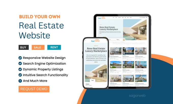 Gig Preview - Design real estate website, property management, design realtor website, idx mls