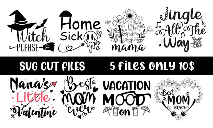 Gig Preview - Design svg cut files, vector, eps, svg bundle for etsy shop or pod business