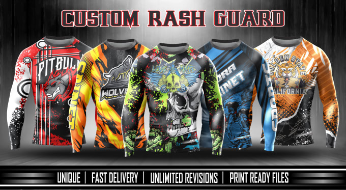 Gig Preview - Design full sublimation custom rash guard and fight apparel