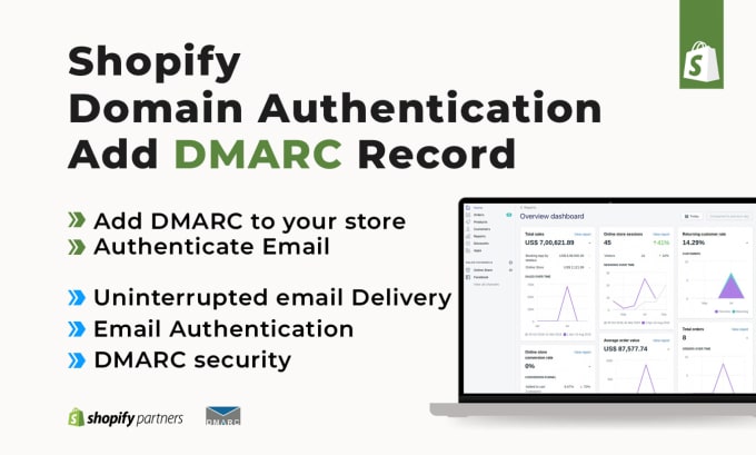 Gig Preview - Authenticate and add dmarc record to your shopify store