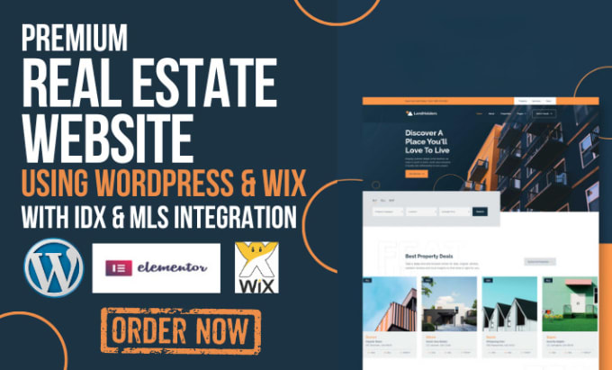 Gig Preview - Deisgn a premium real estate wordpress wix godaddy investor website with idx mls