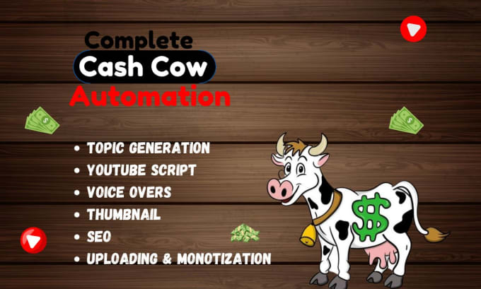 Gig Preview - Create cash cow videos and you tube channel for you