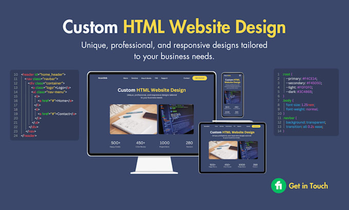 Gig Preview - Do html website design and be your front end developer