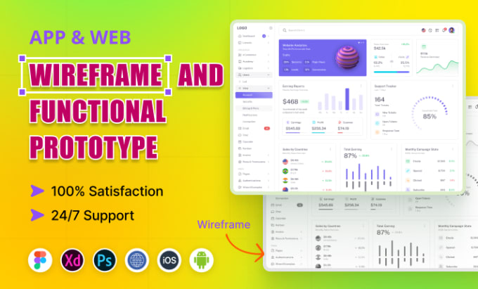 Gig Preview - Design wireframe, prototype design, UI UX design for mobile, web app, dashboard