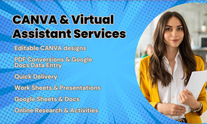 Gig Preview - Do expert virtual assistant and canva designing services