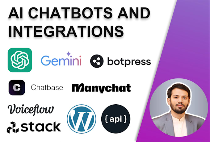 Gig Preview - Do custom ai chatbot chatgpt app and api with integration