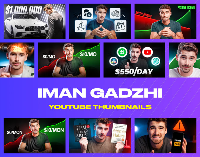 Gig Preview - Create iman gadzhi youtube thumbnails style in 3h