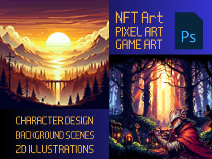 Gig Preview - Professional pixel art 2d illustrations for games or nft