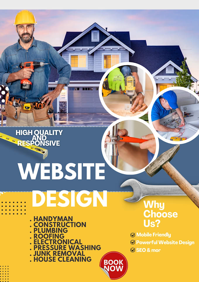 Gig Preview - Design plumbing, roofing, construction, junk removal, hvac, handyman website