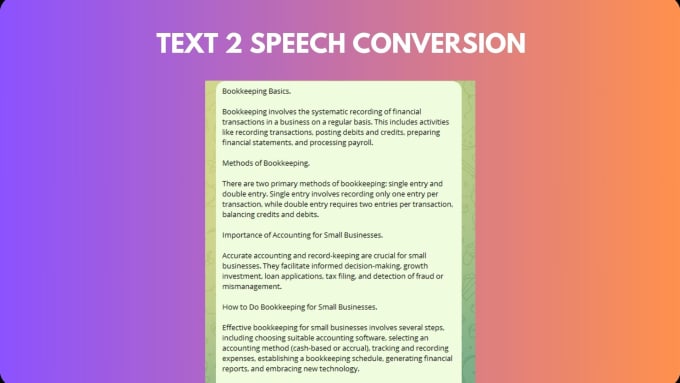 Gig Preview - Convert your text to speech upto 1000 words