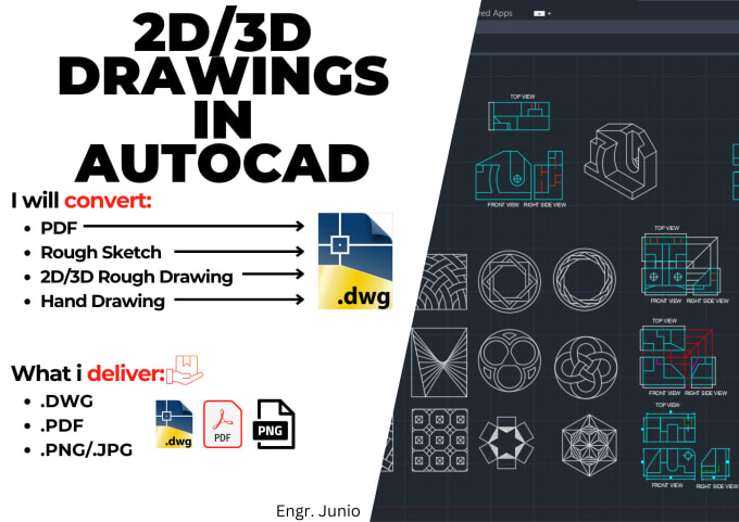 Gig Preview - Be your professional 2d and 3d designer in autocad