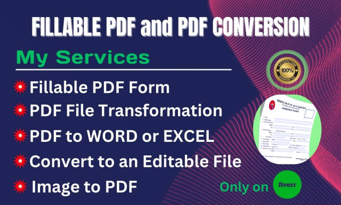 Gig Preview - Transform PDF to word excel, will create or redesign fillable PDF form, invoice