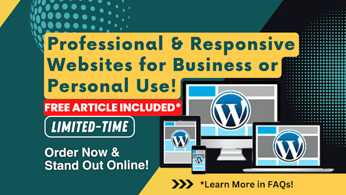 Gig Preview - Create a wordpress based personal or company website, PC and mobile friendly