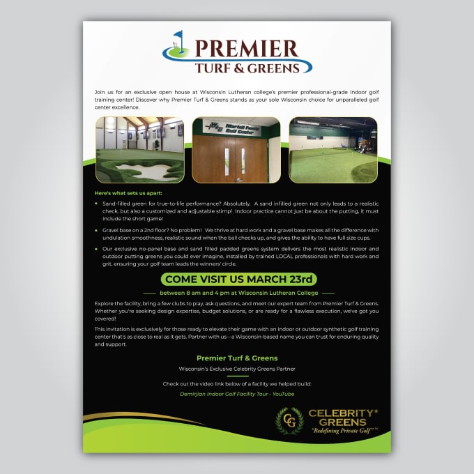 Gig Preview - Give professional synthetic turf golf greens flyer design