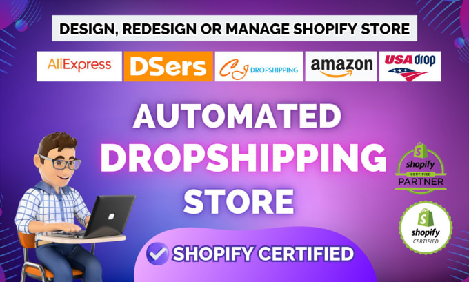 Gig Preview - Build automated dropshipping shopify store shopify website