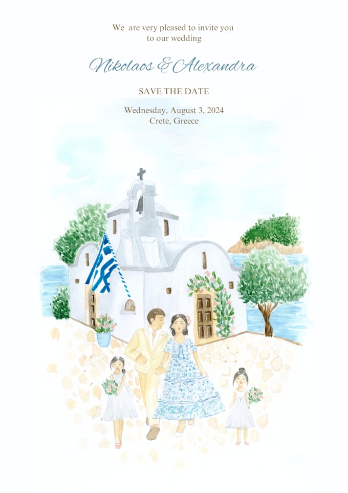 Bestseller - do custom wedding invitation in watercolour, save the date