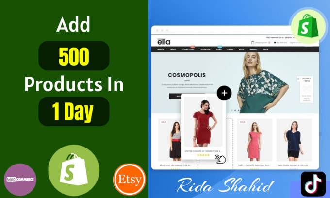 Gig Preview - Add products or upload products to shopify woocommerce tiktok etsy ebay store