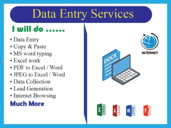 Gig Preview - Data entry typing work, excel data entry, web research and copy paste work