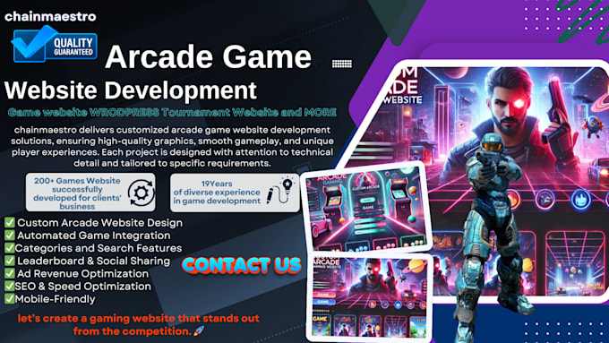 Gig Preview - Develop game website, arcade automatic gaming website, tournament website