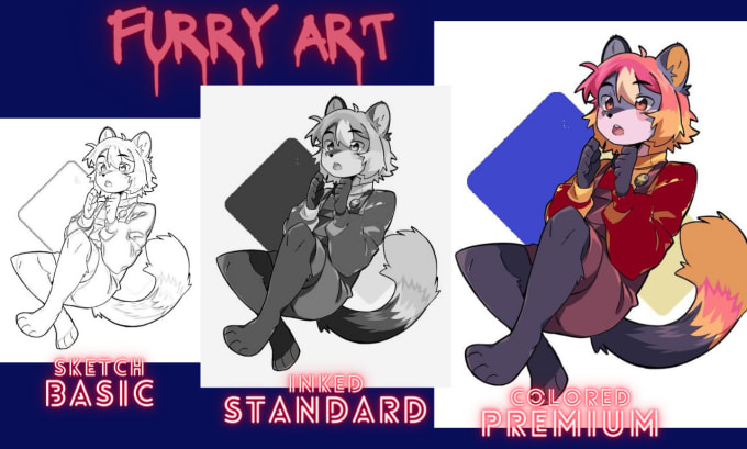 Gig Preview - Draw furry art of your fursona anthro sfw nsfw furry portrait, pfp, icon, vtuber