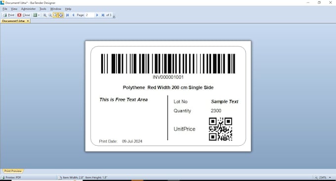 Gig Preview - Create design barcode label with data entry form bartender