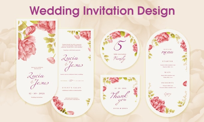 Gig Preview - Design wedding invitation suite, save the date, rsvp, menu