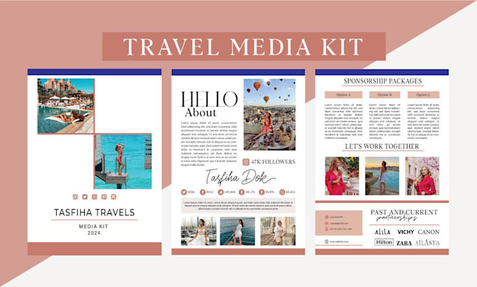 Gig Preview - Design fashion, beauty and travel press kit, pricing guide, rate card, one sheet