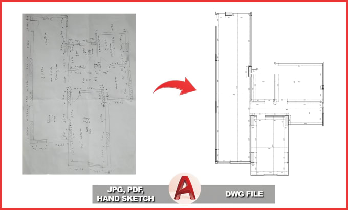 Gig Preview - Transform your sketch into professional autocad drawings