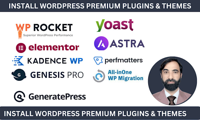 Gig Preview - Install elementor , kadence, perfmatters, wp rocket, astra, yoast seo pro