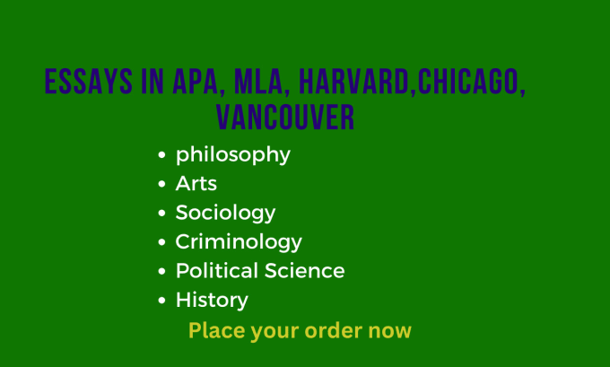 Gig Preview - Write apa, mla, harvard essays on criminology, history, sociology, psychology