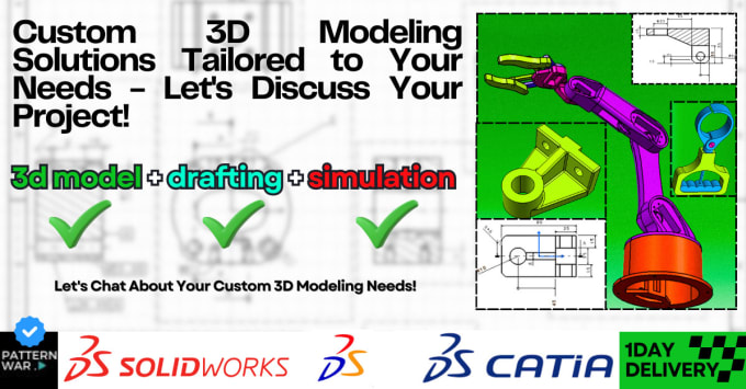 Gig Preview - Do 3d cad modeling , 2d drawing and simulation in catia, solidworks, autocad