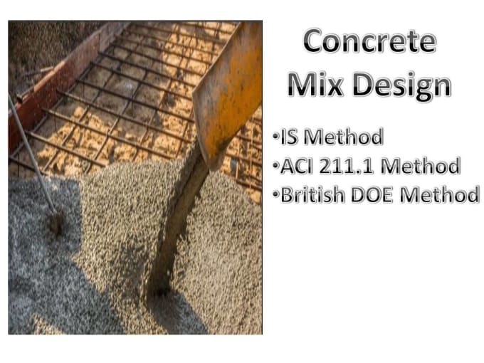 Gig Preview - Make concrete mix design by is method and aci method and british doe method