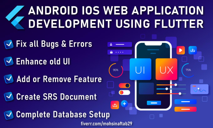 Gig Preview - Do flutter app development for android IOS web machine learning project