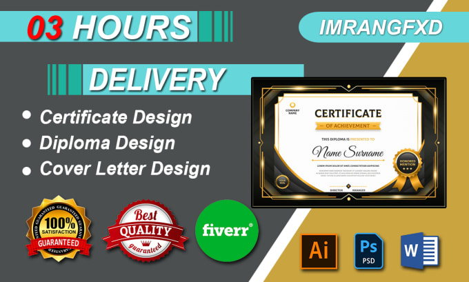 Gig Preview - Design custom certificate, diploma, cover letter, and award