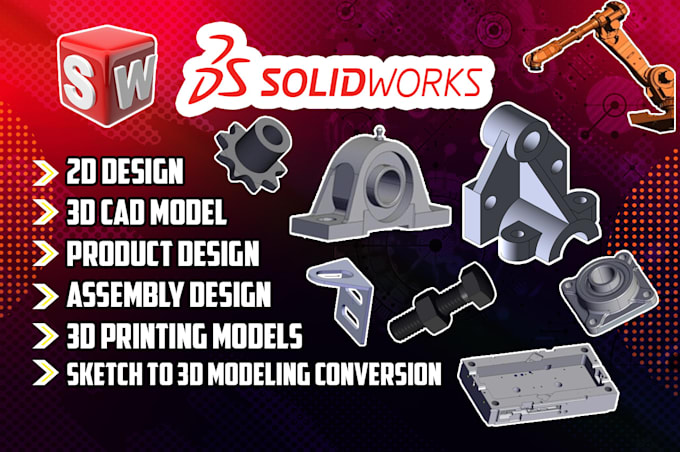 Gig Preview - Do mechanical 3d model, stl file for 3d printing using solidworks