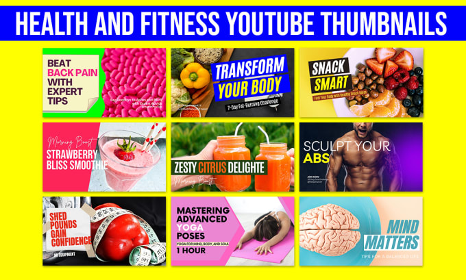 Gig Preview - Do health and fitness youtube thumbnails